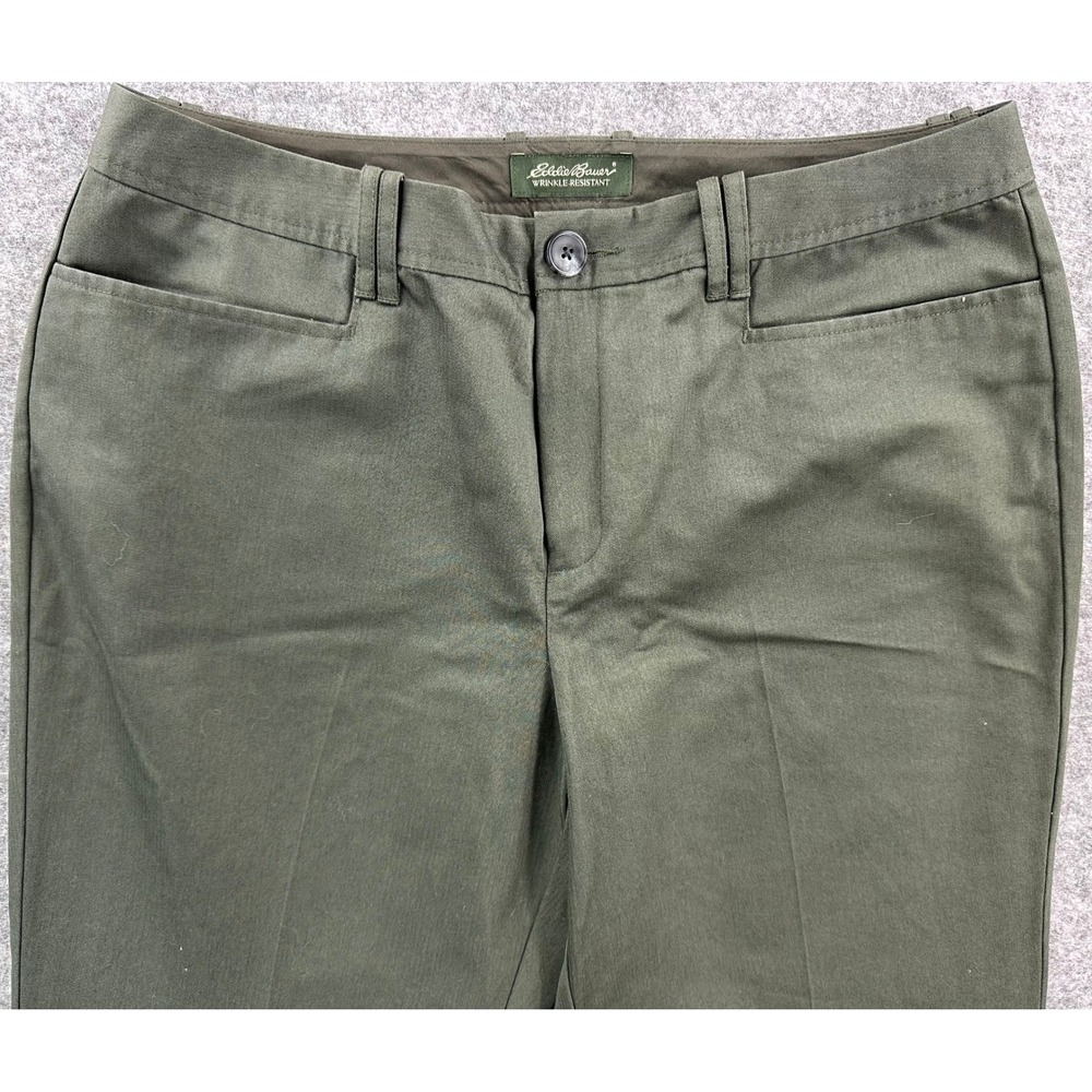 Eddie Bauer Women's Muted Green Flat Front Straight Leg Pants sz 14 (15673) - Picture 2 of 5